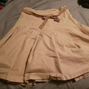 Gap Midi Flare Skirt with Brown Ribbon Belt